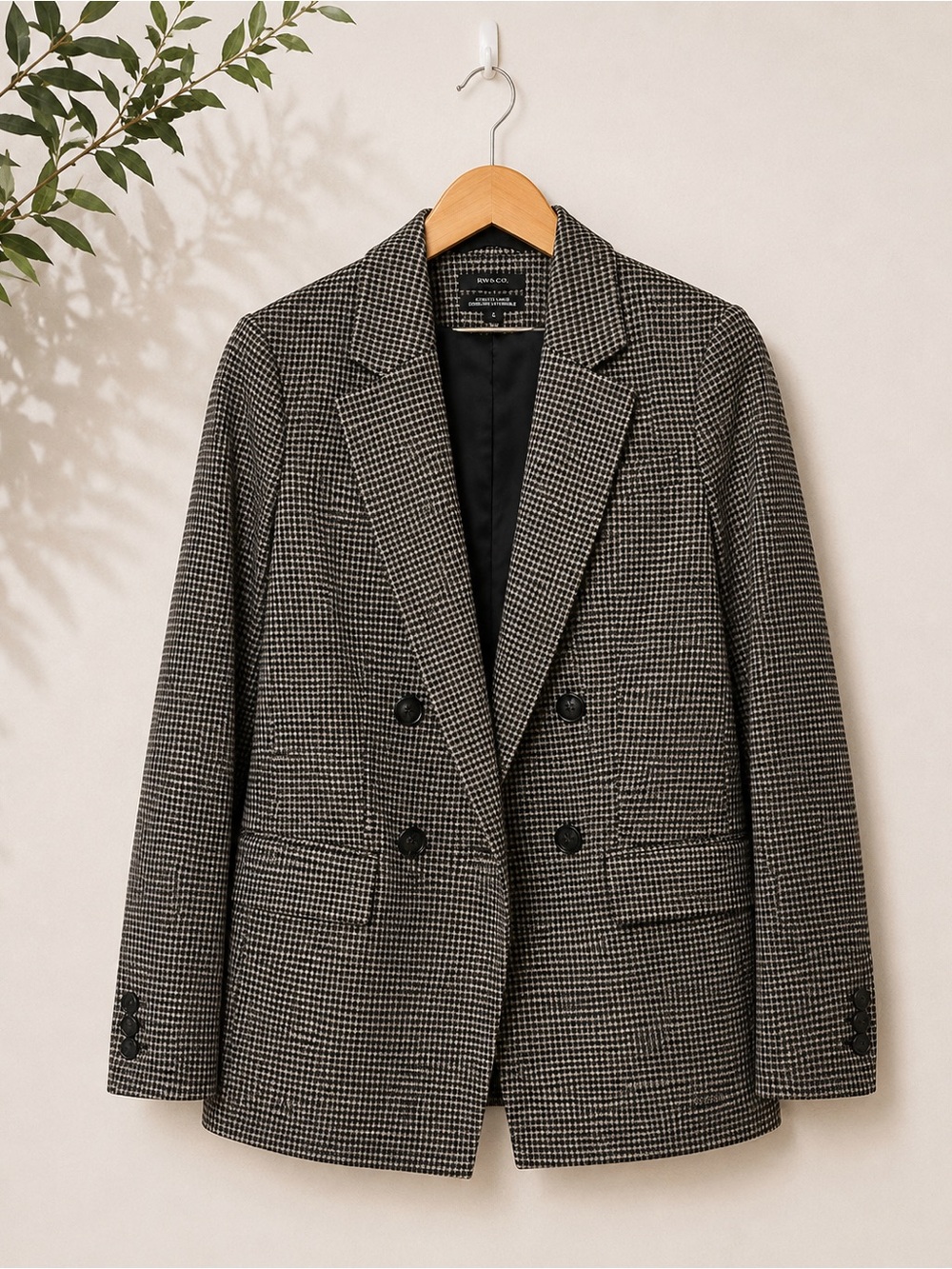 RW&CO. | Double-Breasted Houndstooth Blazer | XS